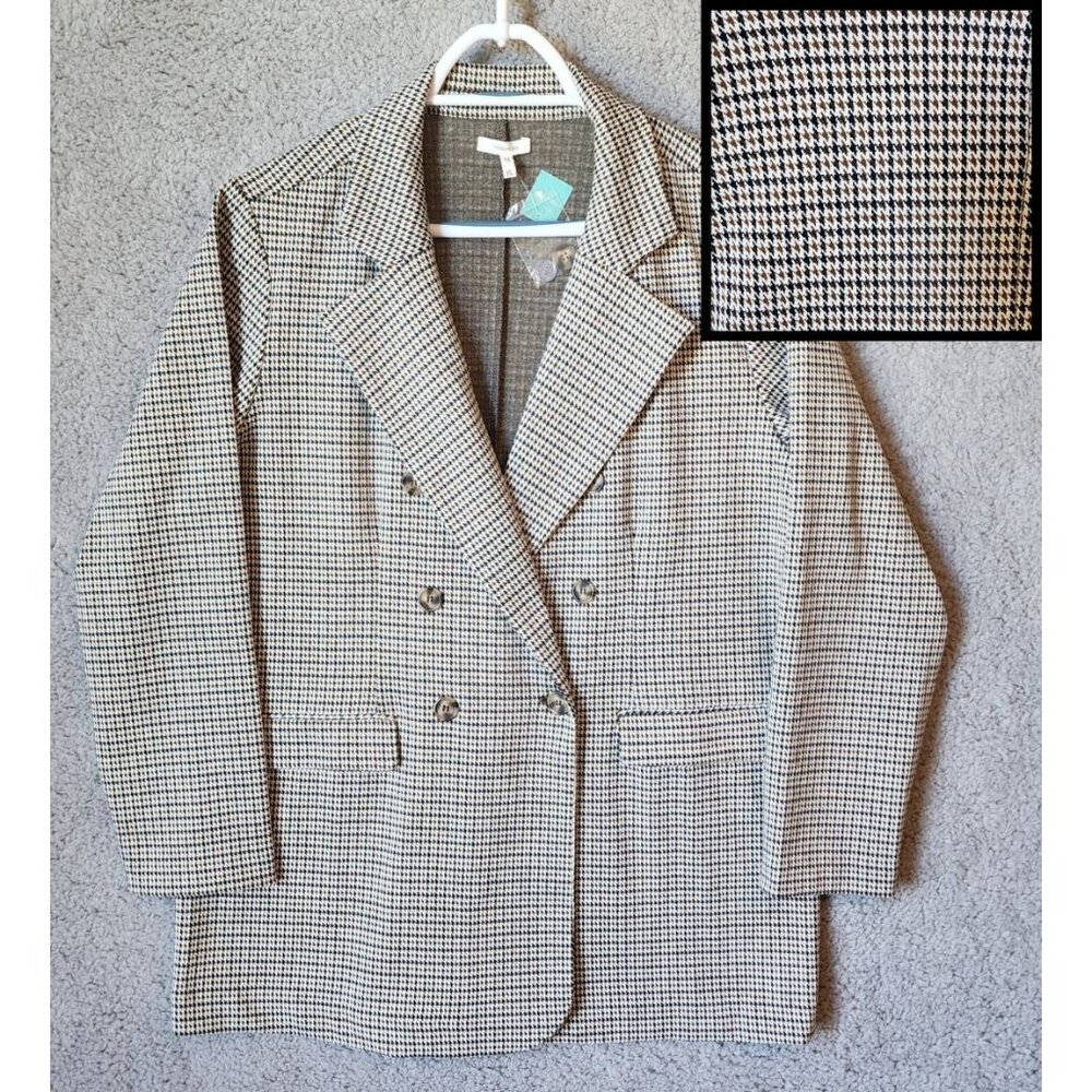 NEW Maurices Women's Double Breasted Blazer Jacket Houndstooth Tan/Brown Size XL - Picture 1 of 15